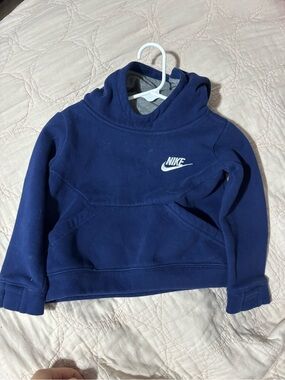 Nike Kids Navy Blue Hoodie with White Swoosh